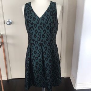 Loft Green/Black Cheetah Print Dress